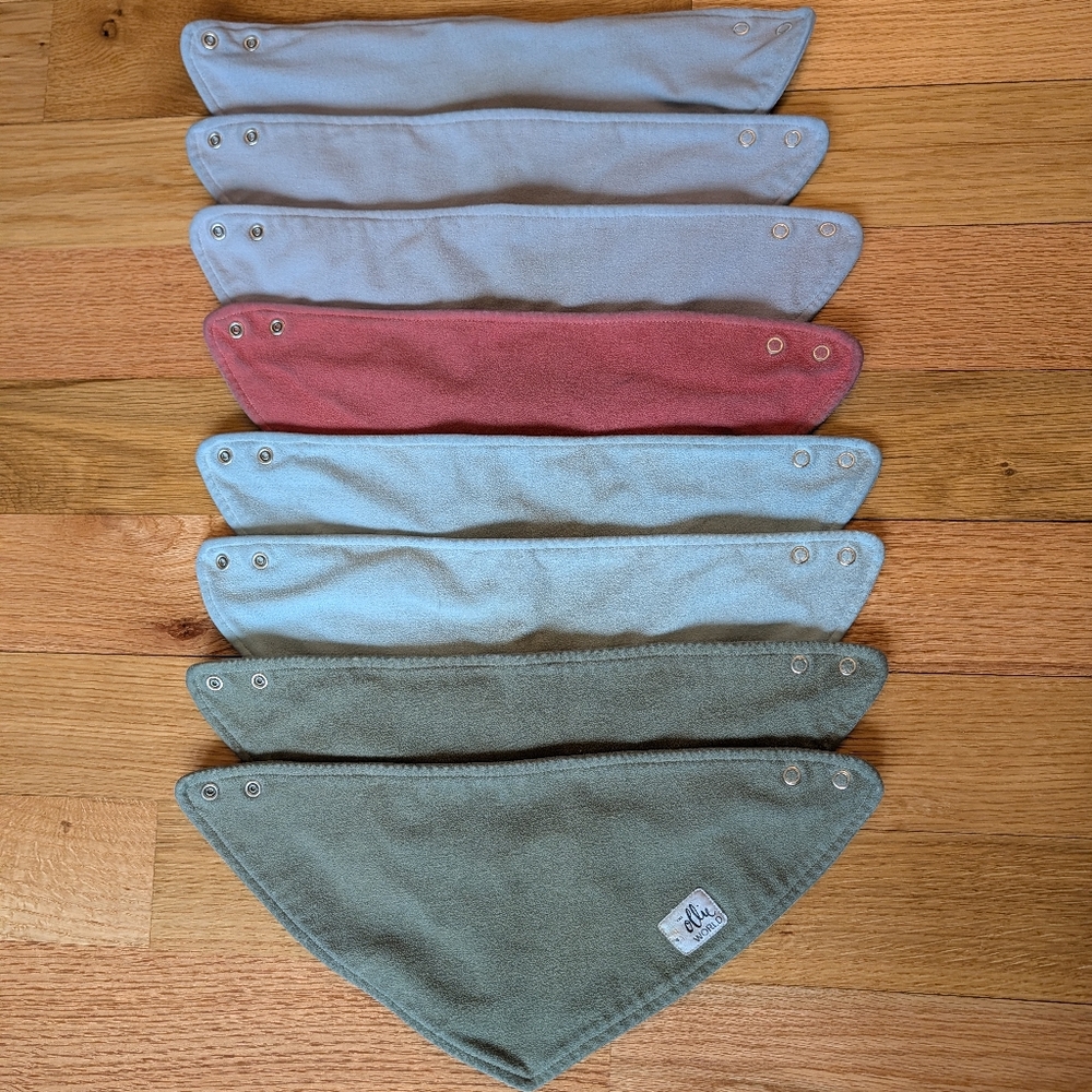 Ollie World Baby Bandana Bib - Lot Of 8 Grey Olive Green Blue Pink